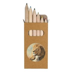 6 x ‘Lion with Lamb’ Short 85mm Pencils / Coloured Pencil Set (PE00094742)