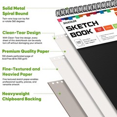 Soucolor 9″ x 12″ Sketch Book, 100 Sheets Top x (Pack of 1), Black