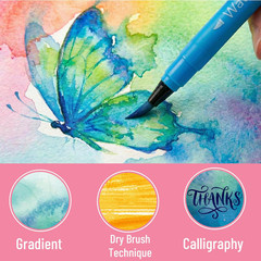 – Watercolor Brush Pens, 36 Pack, Watercolor Pens Set, Non-Toxic, Easily Blen…