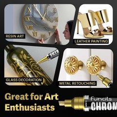 Chrome Gold Paint Pen – 4 Gold Paint Markers (1mm, 3mm, 5mm, 10mm) | Permanen…