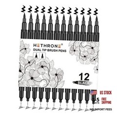Markers for Drawing – Brush Pens with Felt Tips for Artists – Black