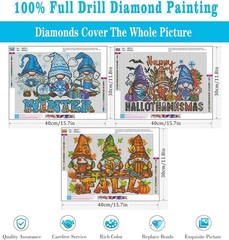 3 Gnome Winter Fall Halloween Thanksgiving Christmas 5D Diamond Drill Dot Kits !