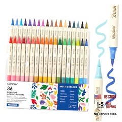 72 Colors Acrylic Paint Markers, 36 Pack Dual Tip B.36Pcs-72Dual Tone Colors