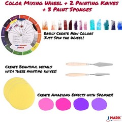 48pc Deluxe Painting Kits for Adults – Includes Adjustable Wood Easel, Thick …