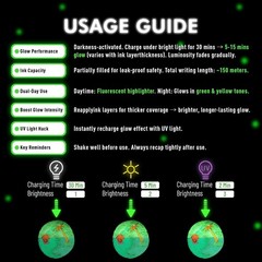 8 Colors Glow in the Dark Markers – 2Mm round Tip Neon Fluorescent Paint