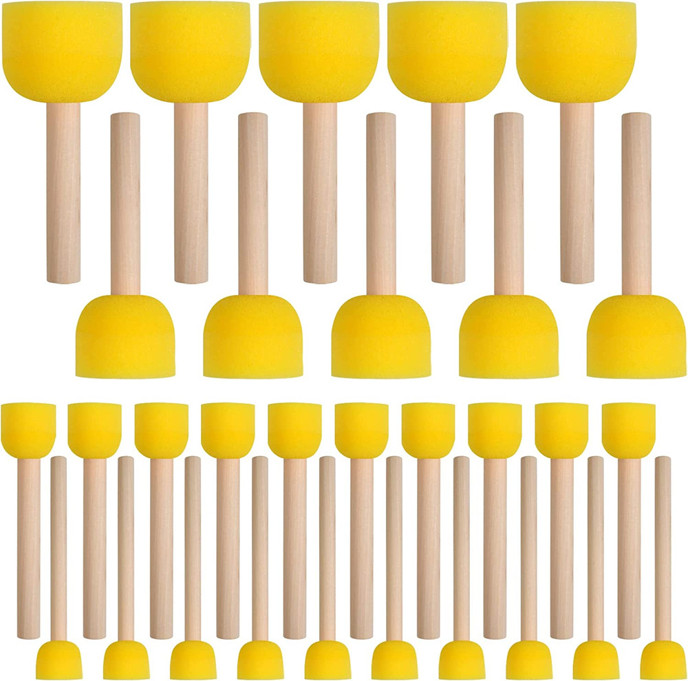30 Pcs Round Sponges Brush Set, Round Sponge Brushes for Painting, Paint Sponges