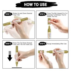 Oil Based Paint Markers, Dual Tip Paint Pens(0.7mm & 3mm), 2 Gold & 2 Sliver