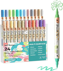 48 Colors Acrylic Paint Markers Dual Tone Brush Tip Acrylic Markers Water-Based