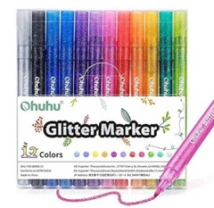Ohuhu Glitter Marker Pens 12 Colors Metallic Fine Tip Water-Based Shiny Japan