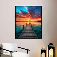 Beach Paint by Number Adult, Canvas Paint by Numbers for Adults Sunrise 20x16in