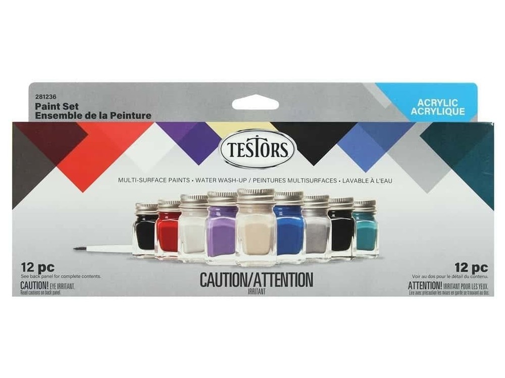 Testors Acrylic Paint Sets, 12 pc Auto/Truck Colors- 281236