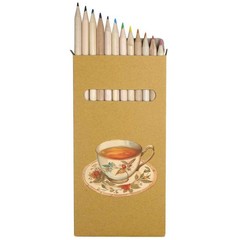 12 x ‘Vintage Floral Teacup’ Long Colour Pencils (PE00077975)