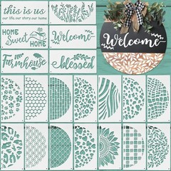 Thyle 20 Pcs Welcome Stencils for Painting on Wood 11.81 x 5.91 inches
