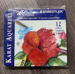 Staedtler Karat Aquarell Watercolor Crayons Set of 12 Colors Metal Storage – New