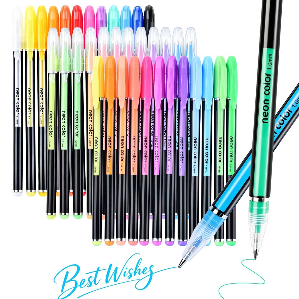 36 Colors Glitter Gel Pens Set, Fine Point Metallic Glitter Pens for Adult Co…