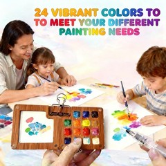 Jolynwin Portable Mini Watercolor 0.2 Ounce (Pack of 1), 24 Colours 15 Grids
