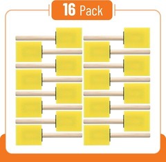 Bates Foam Brushes 2-Inch, 16 Pack – Durable Yellow Sponge for Precise Staining