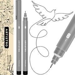 ARTISTRO 2-Pack Black Fineliner Micro Pens – Ultra Fine Tips for Art & Journals