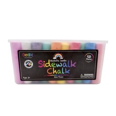 Jumbo Sidewalk Chalk Bucket – 50 Washable Non-Toxic Pieces for Kids Outdoor Art